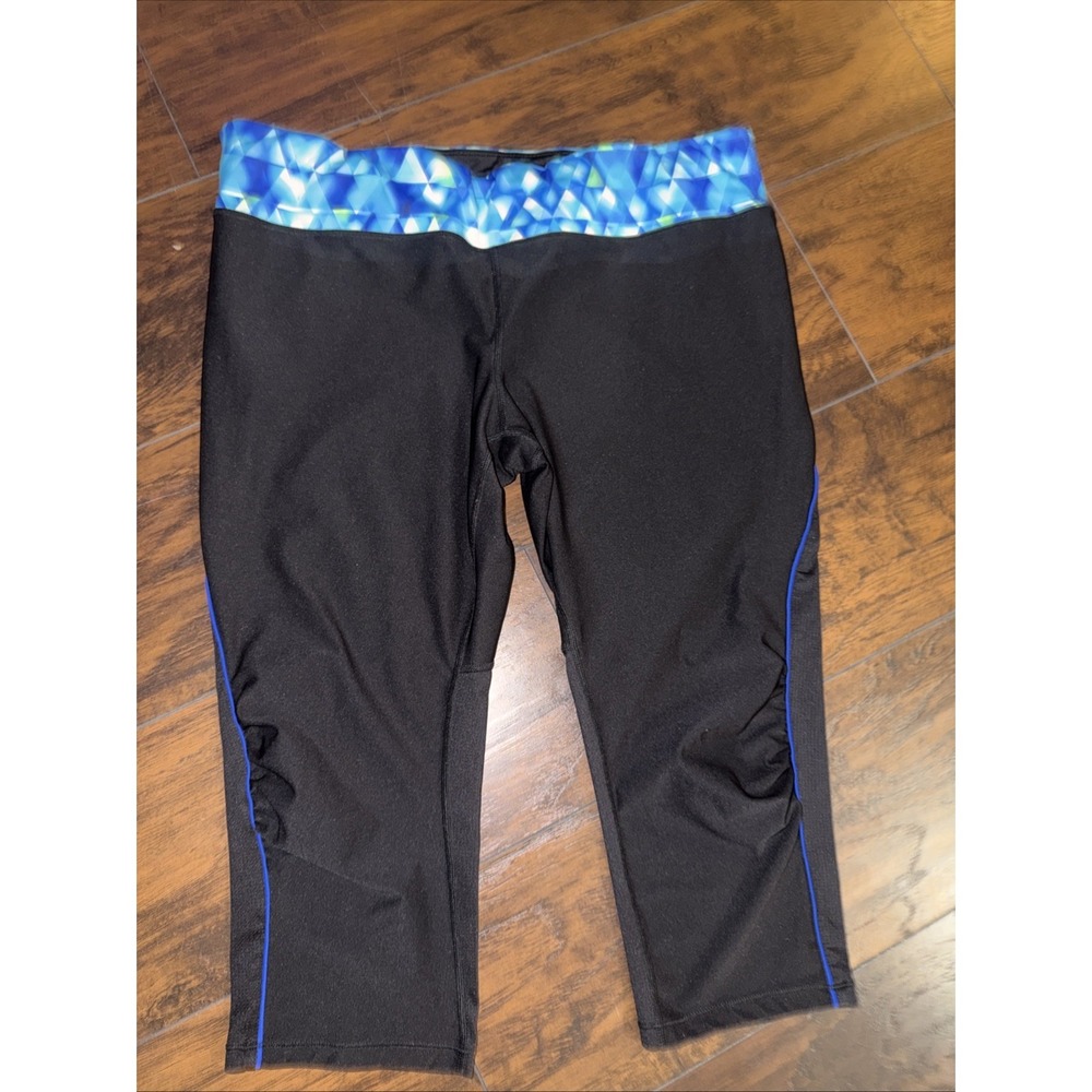 Xersion Capri Leggings Black Pink Orange Colorblock Activewear‎ Womens X-Large